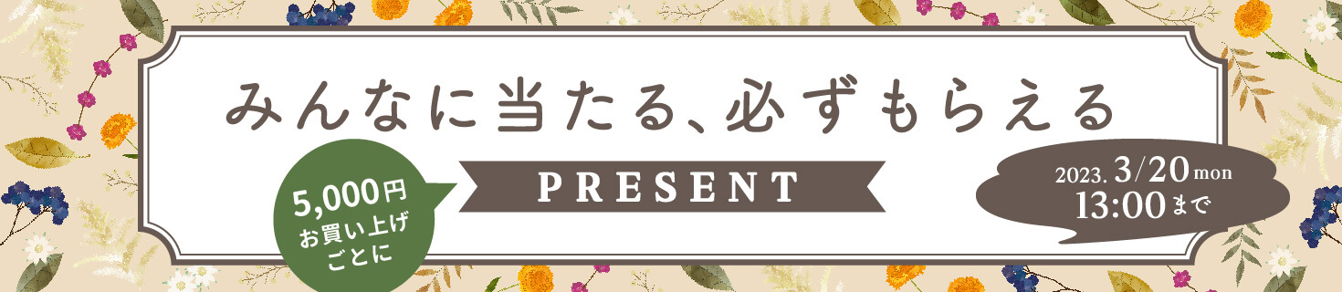 みんなに当たる、必ずもらえるプレゼント 3/20（月）まで